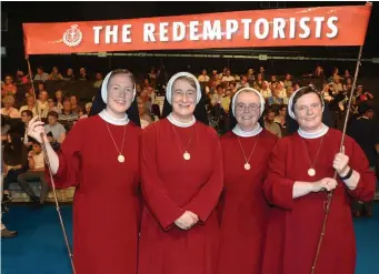  ??  ?? Above: Sisters Monica, Lucy, Magdalena and Maura, from Drumcondra in Dublin, at the RDS. Left: Tom, Sinead, Sophia (12), Muire (10) and Lúc (5) McCloughli­n, from Lusk in Dublin. Photos: Justin Farrelly