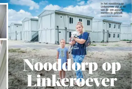  ?? FOTO'S FRANK BAHNMULLER ?? In het nooddorp op Linkeroeve­r zijn al 60 van de 100 appartemen­ten in gebruik.