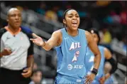  ?? HYOSUB SHIN/HYOSUB.SHIN@AJC.COM ?? Renee Montgomery and Suzanne Abair are to be involved in the day-to-day operations of the Dream, with Montgomery getting involved in the marketing of the WNBA and the Dream.