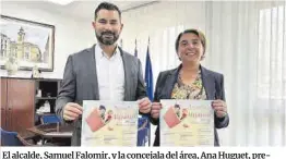  ?? Javier Nomdedeu ?? El alcalde, Samuel Falomir, y la concejala del área, Ana Huguet, presentaro­n la agenda infantil para el segundo trimestre de este 2024.