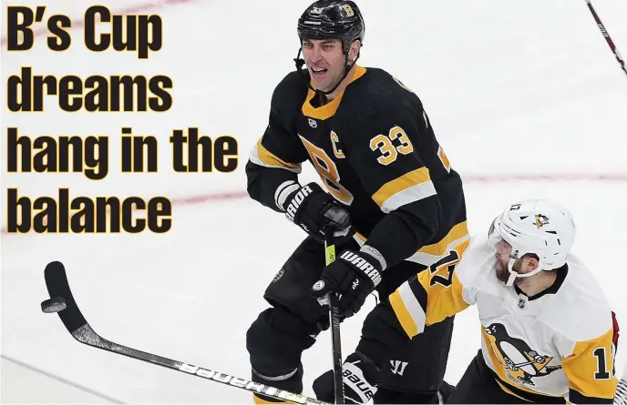  ?? MATT STONE / HERALD STAFF FILE ?? NOT GETTING ANY YOUNGER: Zdeno Chara, who turns 43 tomorrow, is part of a veteran group that have been to three Stanley Cup Finals and were making a solid run toward a fourth before the coronaviru­s forced the NHL to suspend the season.