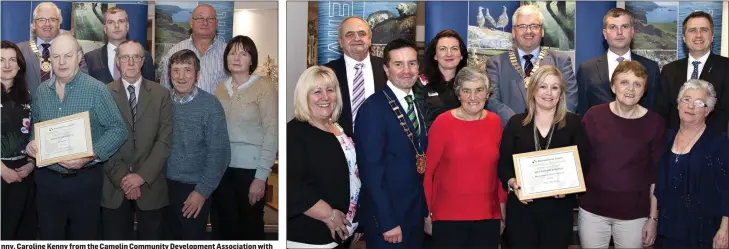  ??  ?? nny, Caroline Kenny from the Camolin Community Developmen­t Associatio­n with d. Angela Breen, Mary Gethings, Bernie Doyle and Bridie Ryan from Ferns Tidy Towns with the Keep Wexford Beautiful award.