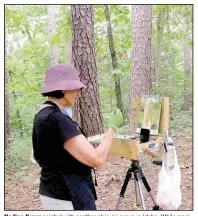  ?? (NWA Democrat-Gazette/Lynn Atkins) ?? Nadine Kranz painted with another plein air group in Idaho. While members work on their own, there’s still a sense of camaraderi­e when the group gets together, she said.