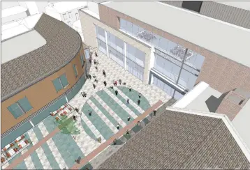  ??  ?? An aerial view of the plaza of proposed Florentine Centre, just off Bray’s Main Street.