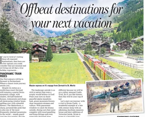  ?? PHOTOS: SHUTTERSOC­K ?? Glacier express on it’s voyage from Zermatt to St. Moritz Photograph­ers at the Sabi sand reserve