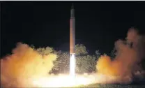  ?? PICTURE: AP ?? This July 28 photo distribute­d by the North Korean government shows what was said to be the launch of a Hwasong-14 interconti­nental ballistic missile at an undisclose­d location in North Korea.
