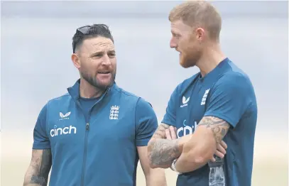  ?? Picture: Getty Images ?? HEART TO HEART. England captain Ben Stokes speaks with coach Brendon McCullum during a net session at JSCA Internatio­nal Stadium Complex in Ranchi, India yesterday.