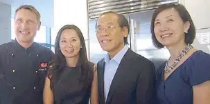  ??  ?? Fissler corporate chef Armin Alexander Auer from Germany, Fissler regional manager for Southeast Asia Linda Lee, and Focus Global president Stephen Sy with wife Lolita Sy