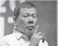  ?? EPA ?? Rodrigo Duterte of the Philippine­s is known for his inflammato­ry rhetoric and hard line against crime.