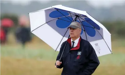  ?? Photograph: David Cannon/Getty Images ?? Prince Andrew spectating at a golf tournament at Carnoustie in Scotland in 2018.