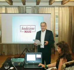  ??  ?? Presentazi­one Il vicepresid­ente della Fondazione Masi Sandro Boscaini