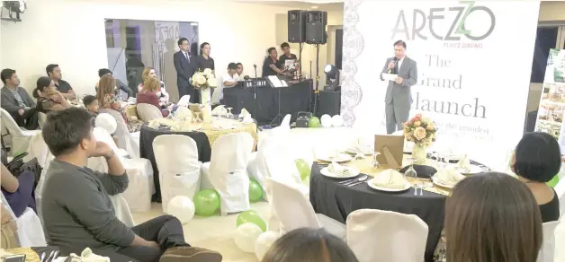  ??  ?? Sales &amp; Marketing Head Patrick Capili in his opening remarks during the Arezzo Place Davao Grand Relaunchin­g