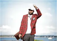  ?? Jared C. Tilton/Getty Images ?? Scottie Scheffler celebrates after winning the RBC Heritage in Hilton Head, S.C., on Monday.