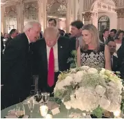  ?? SHANNON DONNELLY / PALM BEACH DAILY NEWS / THE CANADIAN PRESS FILES ?? Former prime minister Brian Mulroney talks with U.S. President Donald Trump in Palm Beach, Fla., in February.