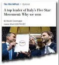  ??  ?? Sul «Washington Post» L’intervento di Davide Casaleggio pubblicato sul quotidiano Usa