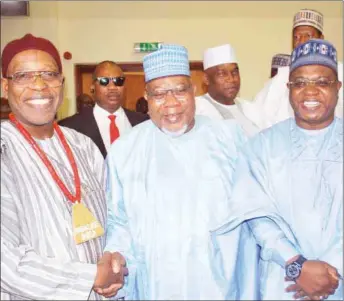  ??  ?? L-R: President , Associatio­n for the Advancemen­t of the Rights of Nigerian Shareholde­rs (AARNS) , Dr.Faruk Umar; Chairman ,Jaiz Bank Plc, Dr. Umar Mutallab, and Director, Jaiz Bank Plc, Umar Kwairanga at the bank’s Annual General Meeting in Abuja, recently