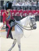  ??  ?? The Duke of Cambridge, Colonel of the Irish Guards, parading down The Mall during the Colonel’s Review yesterday