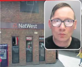  ??  ?? ■ Simon Jones (inset) and the Natwest bank he targeted with air freshener