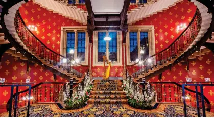  ??  ?? FIRST CLASS: The beautifull­y restored St Pancras Renaissanc­e Hotel and, below, one of its stylish suites