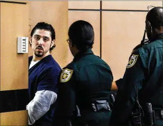  ??  ?? At the Palm Beach County Courthouse on Monday, Paul Maida, 33, was sentenced to 12 years in prison. His girlfriend, Bianca Fichtel, had earlier said she’d been driving the truck that killed a 65-year-old man.