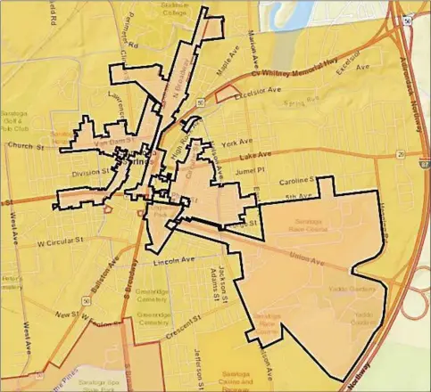  ?? MAP PROVIDED BY SSPF ?? The areas outlined in black are those that are eligible for NYS tax credits.