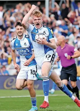  ?? ?? Connor Taylor shows his delight at scoring Rovers’ second goal on Saturday