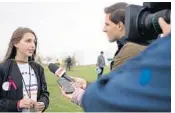  ?? THEO STROOMER/GETTY IMAGES FILE ?? Kayla Schaefer, a Marjory Stoneman Douglas student, at the Vote For Our Lives rally at Columbine High School in April, a day before the anniversar­y of that shooting.