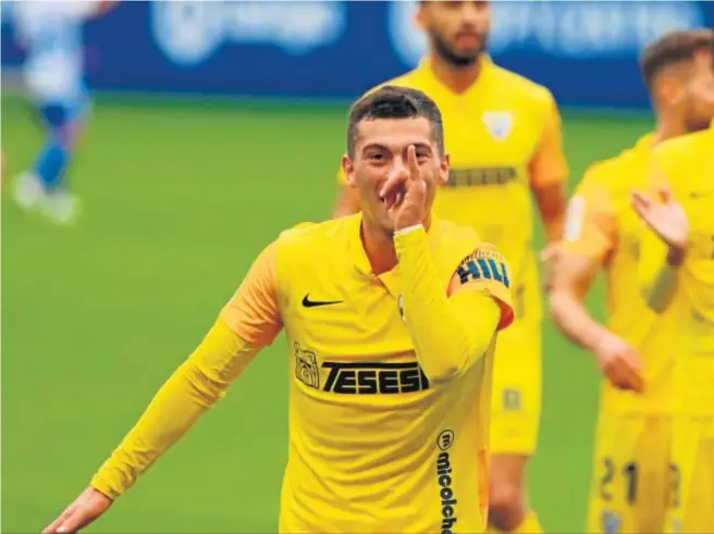  ?? LOF ?? Yanis Rahmani celebra el 0-1 que logró en la primera vuelta ante la Ponferradi­na en El Toralín.