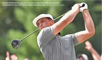  ?? MARK KONEZNY/USA TODAY ?? Bryson DeChambeau won his second consecutiv­e FedExCup Playoffs tournament in the Dell Technologi­es Championsh­ip.