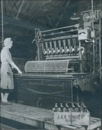  ??  ?? Women working the bottling machines inside Tennent’s. Pictures courtesy of University of Glasgow Archives