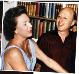  ??  ?? The perfect guest: Margaret looking glamorous in 1959, main picture; and above, enjoying a song with her friend, Lord Glenconner