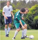  ?? EDDIE MOORE/JOURNAL ?? Anton Gress, center, who died at age 23 after a head-on collision with a wrong-way motorist Saturday night, is shown here playing soccer for Santa Fe’s Desert Academy in 2010.