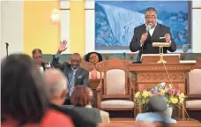  ?? LARRY MCCORMACK, THE TENNESSEAN ?? The Rev. Morris E. Tipton preaches to his congregati­on July 16 at First Baptist East Nashville in Tennessee.