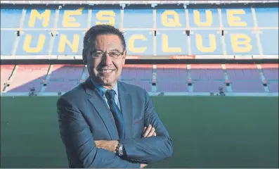  ?? FOTO: PERE PUNTÍ ?? Bartomeu afronta con ganas e ilusión su tercera temporada al frente del club desde que ganó las elecciones en 2015