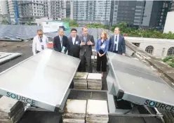  ??  ?? Solar-powered Hydropanel­s are seen installed at the rooftop of the Asian Developmen­t Bank, as it was unveiled June 21 2018, in its headquarte­rs in Pasig City. The SOURCE Hydropanel­s, developed by US-based Zero Mass Water, Inc. is an off-grid, solar...