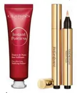  ??  ?? CORRECTOR TOUCHÉ ECLAT HIGH COVER YSL, 720 pesos El Palacio de Hierro Polanco PRIMER INSTANT PORELESS Clarins, 560 pesos Liverpool Santa Fe