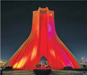  ?? Picture: 123rf.com ?? A night view of the Azadi Tower in Tehran, the capital of Iran. With its population of 83-million people, Iran is MTN’s second-biggest market.