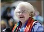  ?? MIKE GROLL — THE ASSOCIATED PRESS FILE ?? Attorney Sarah Weddington speaks during a women’s rights rally on June 4, 2013, in Albany, N.Y.
