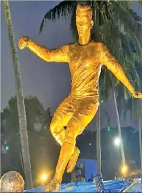  ?? Photo: ANI ?? Cristiano Ronaldo’s statue that is installed in Goa, India.