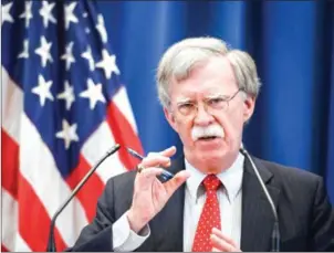  ?? AFP ?? US National Security Advisor John Bolton addresses a press conference following a meeting with his Russian counterpar­t at the US Mission on August 23 in Geneva.