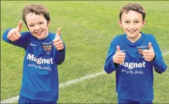  ??  ?? Under-10s Thunder’s Ethan Hickford and Kailan Wallace