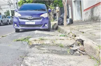  ?? ?? Baches en varios puntos de las bicisendas apeligran a los ciclistas. Se puede ver maleza también.