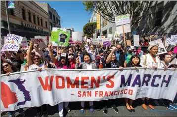  ?? PHOTO: KARL MONDON — BAY AREA NEWS GROUP ?? San Francisco Mayor London Breed (center) joins the March for Reproducti­ve Justice, one of many abortion-rights demonstrat­ions being held across the country, as it leaves the Civic Center in San Francisco on May 14.