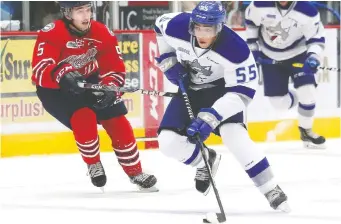  ?? JOHN LAPPA ?? With 32 goals and 82 points in 45 games before the OHL season was called, Quinton Byfield of the Sudbury Wolves is widely considered the No. 2 prospect going into next June’s NHL draft behind Alexis Lafreniere.