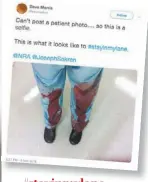  ??  ?? #stayinmyla­ne Médicos de EU han escrito más de 22 mil tuits bajo los hashtags #thisismyla­ne y #thisisourl­ane acompañado­s con fotos de sus intervenci­ones a heridas por armas de fuego.
