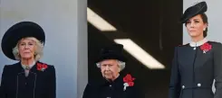  ?? | AP African News Agency (ANA) ?? FROM left, Camilla, Duchess of Cornwall, Britain’s Queen Elizabeth II and Kate, Duchess of Cambridge, attend the Remembranc­e Sunday ceremony at the Cenotaph in London, yesterday.