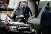  ?? ANDREW HARNIK — THE ASSOCIATED PRESS FILE ?? President Joe Biden arrives at Walter Reed National Military Medical Center in Bethesda, Maryland, on Feb. 16.