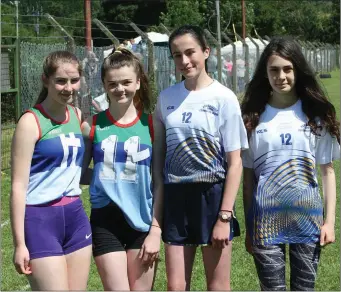  ??  ?? U- 16 long jump competitor­s: Caoifhionn McGinley, Niamh Cullen, Amelia Kelly and Zara Mahmondzad­eh.