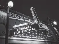  ?? PHOTO BY ARTHUR MOLA/INVISION/AP ?? The Egyptian Theatre is lit up on Main Street during the first night of the Sundance Film Festival in Park City, Utah, in 2015. The mountainsi­de festival, which kicks off Thursday has become known for launching nonfiction films to box office successes and awards, and this year is shaping up to be no different.