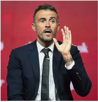  ?? — AP ?? Right man for the job: Luis Enrique talking to journalist­s during his official presentati­on as the new Spain head coach in Las Rozas, Madrid, on Thursday.